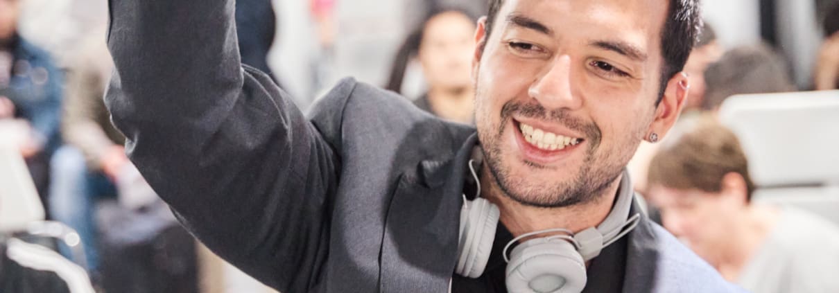 Corporate DJ entertaining employees at a company party