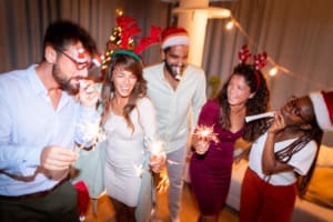 Holiday party DJ at corporate celebration Professional DJ playing music at a company holiday event