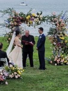 Couple getting married at The Branford House overlooking Long Island Sound