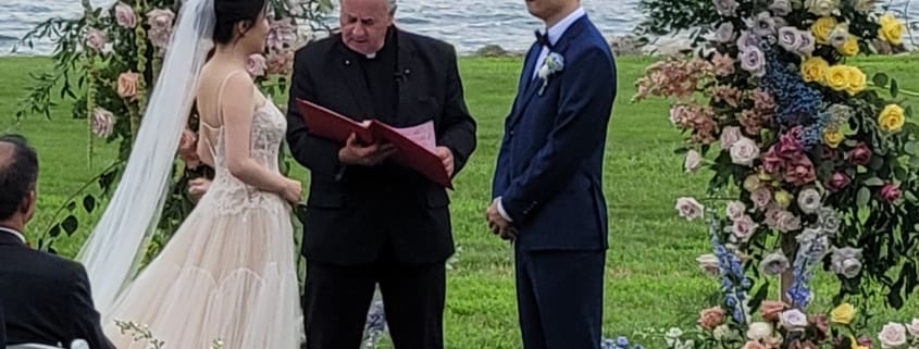 Couple getting married at The Branford House overlooking Long Island Sound