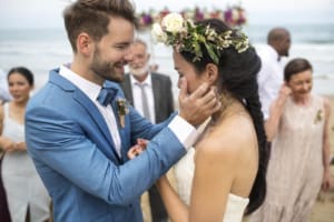 Old Saybrook wedding DJ setup with waterfront view