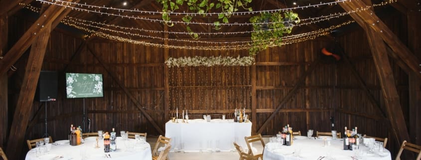 DJ booth with lighting and speakers at a Woodbury wedding