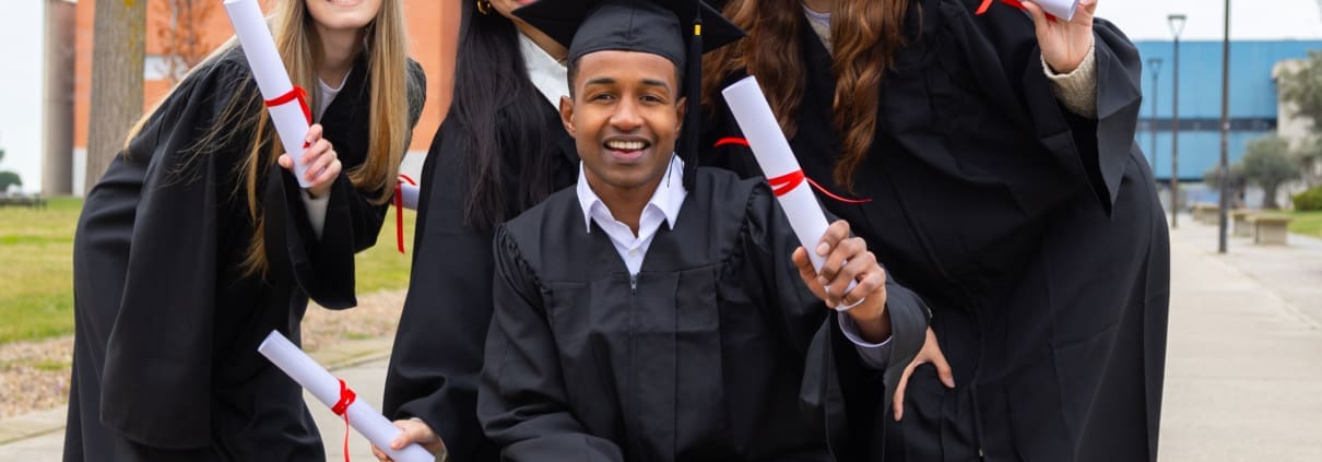 students enjoying a graduation party with DJ