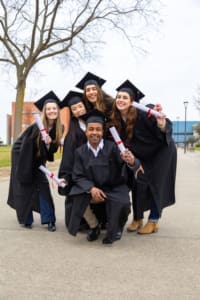 students enjoying a graduation party with DJ