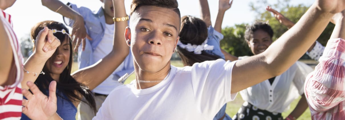 students enjoying their school dance night