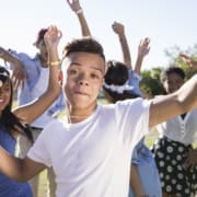 students enjoying their school dance night