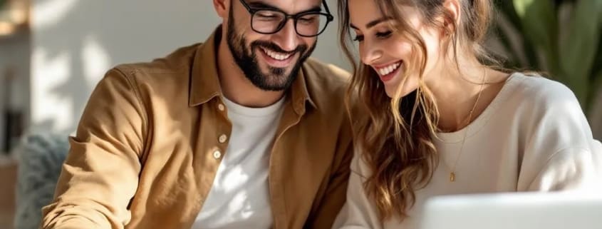 Engaged couple asking questions to a wedding DJ during consultation