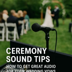 wedding sound system, ceremony mic tips, outdoor wedding audio, DJ ceremony setup