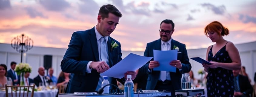 Wedding DJ helping keep the timeline on track with vendor coordination