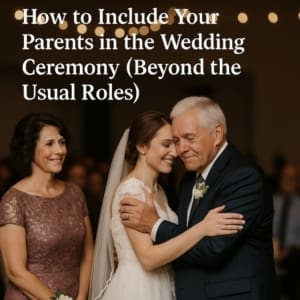 A heartfelt pre-ceremony embrace that honors the role of parents in the wedding day