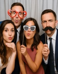 Fun and creative wedding photo booth poses your guests will actually use and remember