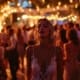 Packed wedding dance floor during the peak of the reception